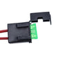 UTV relay connector with green fuse window and two red wire leads