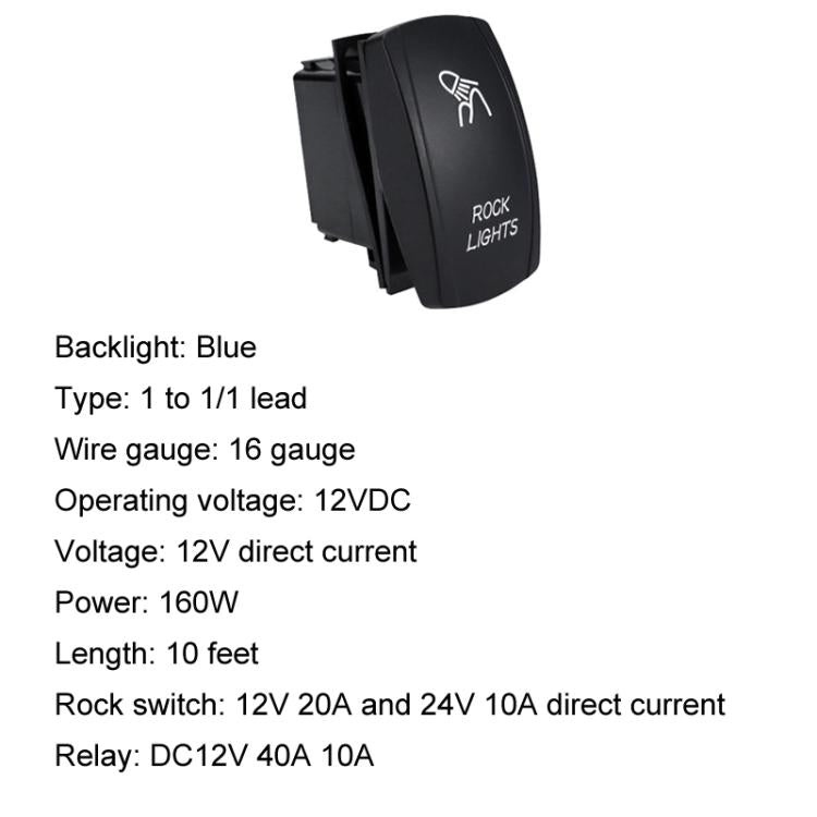 UTV rock lights rocker switch and relay module with blue backlight indication