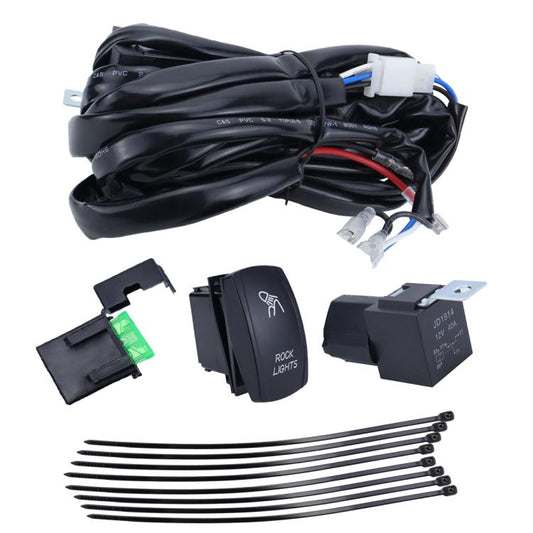 UTV Signal Light Switch Wiring Harness Kit With Waterproof 12V Automotive Relay, Headlight Model With Rock Light Wiring Harness, Bar Light Model With Flagpole Light Wiring Harness, Turn Signal Model With Turn Signal Stalk Switch