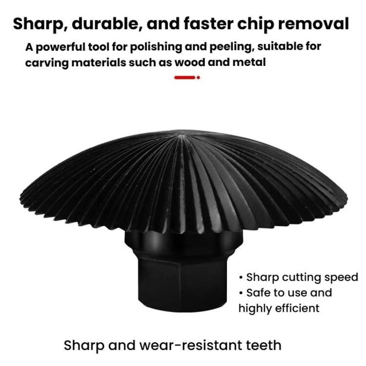Black serrated grinding disc with short central mounting shank