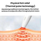 Infrared anti-itch pen with glowing thermal pulse tip on skin