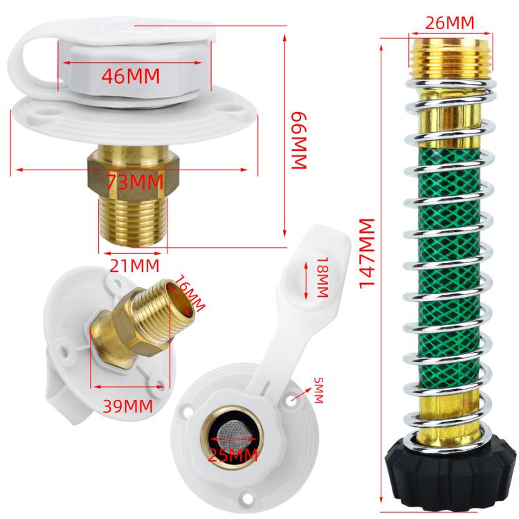 Inlet check valve mounting kit with white base, brass threaded fitting, and dimensions