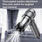 Gray cordless vacuum with clear dust bin and long crevice nozzle for targeted cleaning
