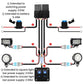 LED wiring harness schematic showing multiple switch outputs and connectors