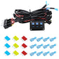 LED light strip wiring harness kit with fuse and black 3-key switch panel, bundled wires