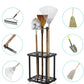 Metal Storage Rack Shelf Powder Coated Rustic Tool Rack Hoe Broom Shovel Storage Rack, Double Layer
