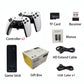 Game console bundle: two white controllers, black game stick, box, cables, receiver, TF card