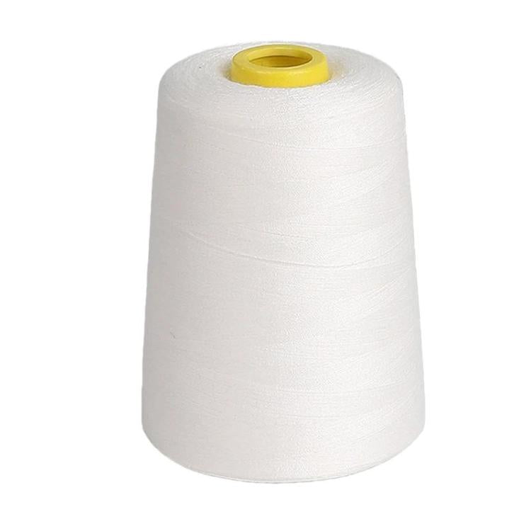 Polyester sewing thread spool, bright white color, fine sewing thread roll