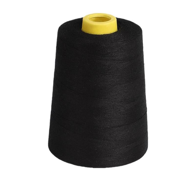 Polyester sewing thread spool, black color, fine polyester thread on a cone