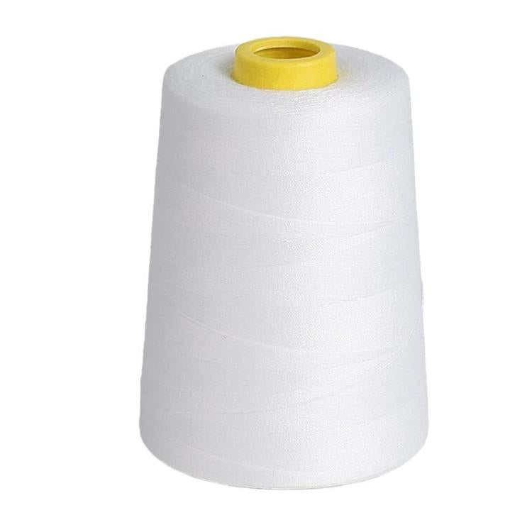 Polyester sewing thread spool, white color, fine polyester thread for sewing