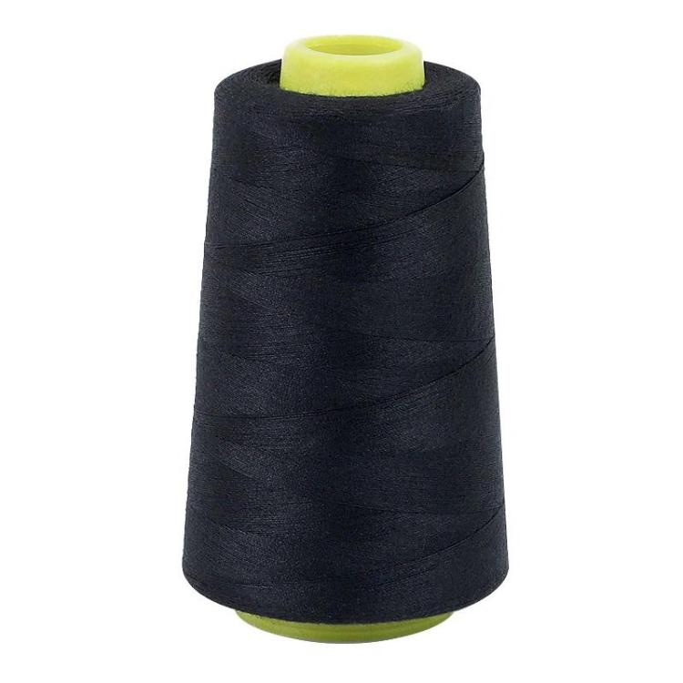 Polyester sewing thread spool, dark navy/black color, fine polyester thread roll