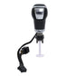 Illuminated LED gear shifter knob with plug harness, black and silver handle