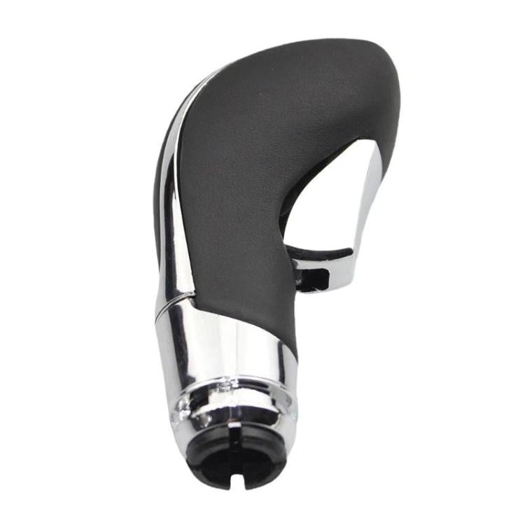 Car leather gear shift knob with black top and chrome mounting base