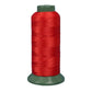 Nylon sewing thread spool, red 3-strand thread on green base.
