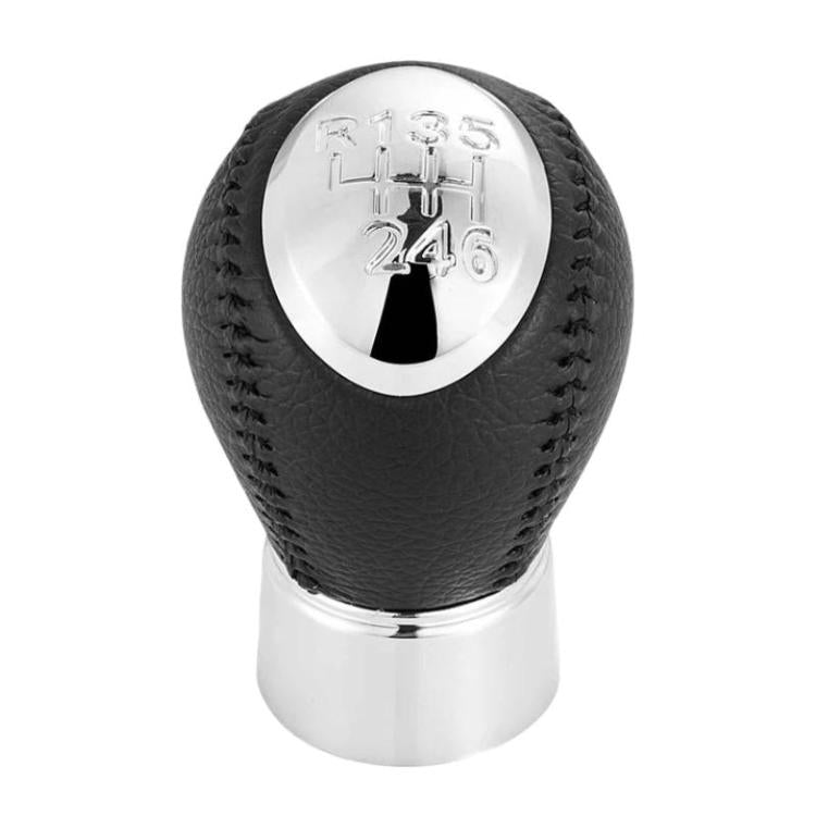 Black leather-look gear shift knob with chrome base and numbered shift insert top