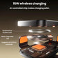 Wireless car charger mount showing coil area and 15W charging light bars