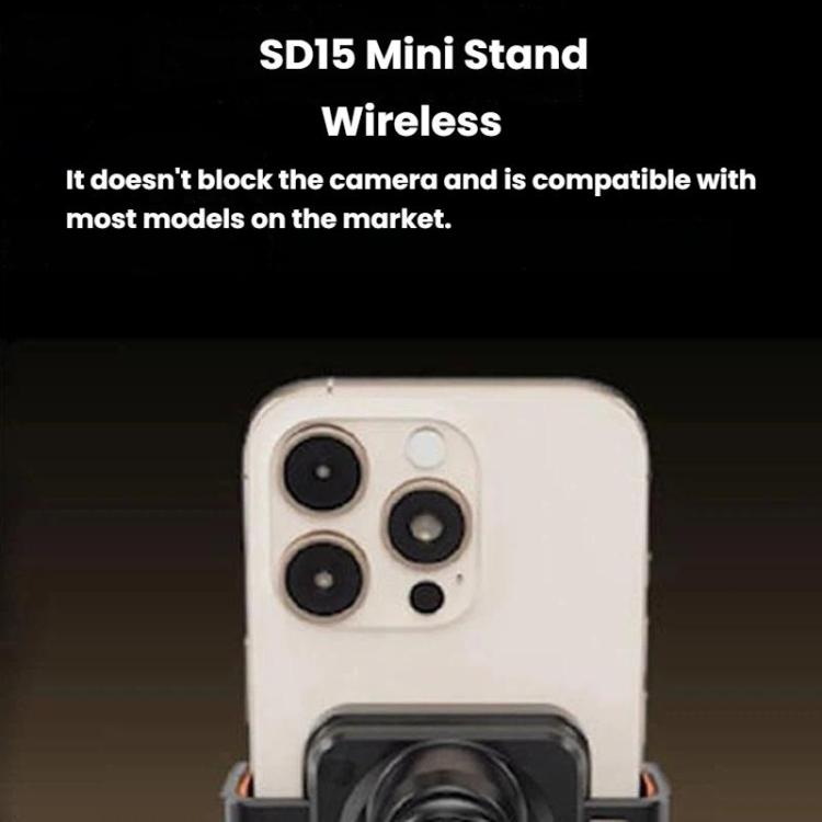 Wireless phone charger mount with open cradle, close-up on phone back cameras