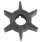 Black water pump impeller with four blades and central hub opening