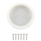 Round translucent deck cover with white bezel and mounting screws for installation