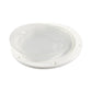 Clear lens marine deck cover with white oval mounting flange, angled view