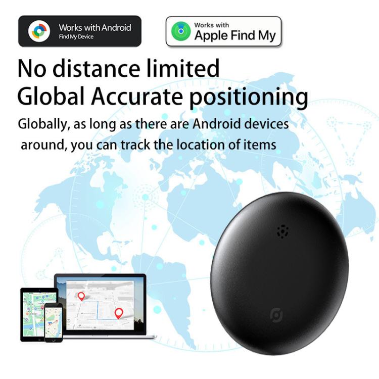Black oval GPS tracker device for pet collar with keyring loop