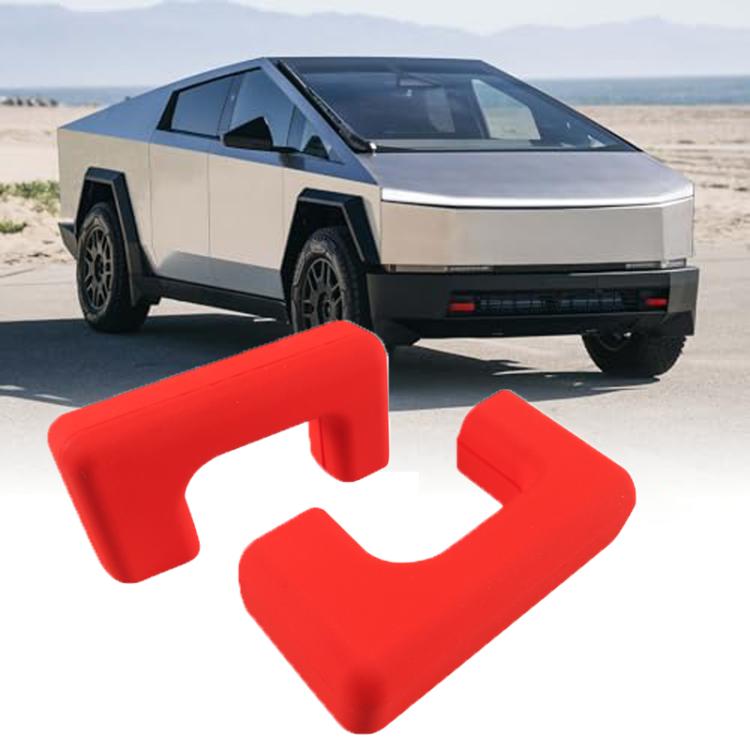 Red front bumper trailer hitch cover for Tesla Cybertruck, curved U-shape