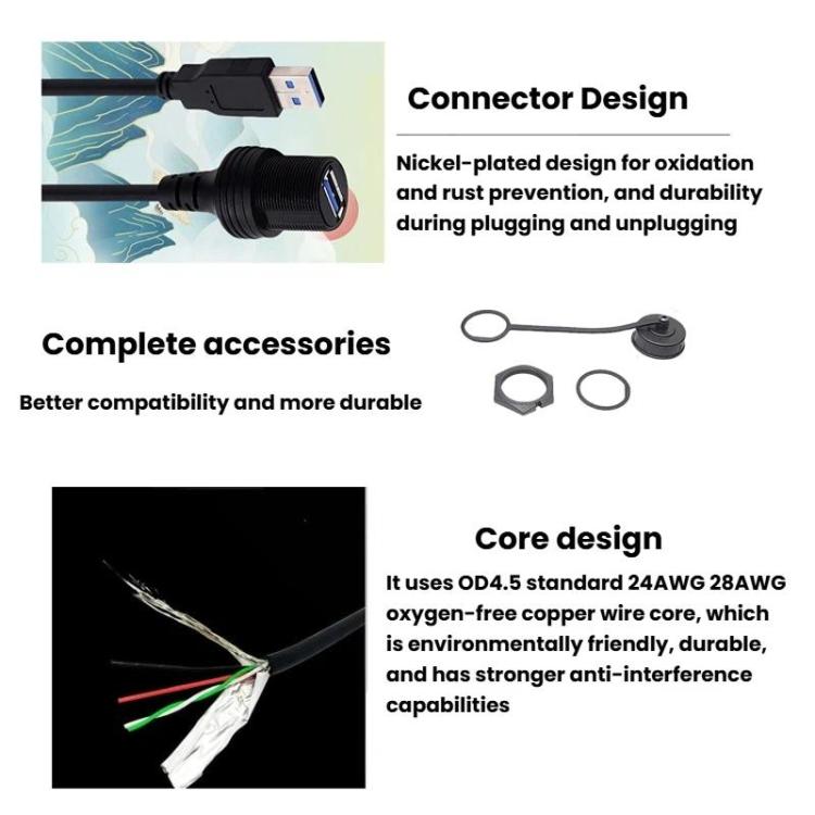 USB extension cable kit with black connectors and included O-ring accessories