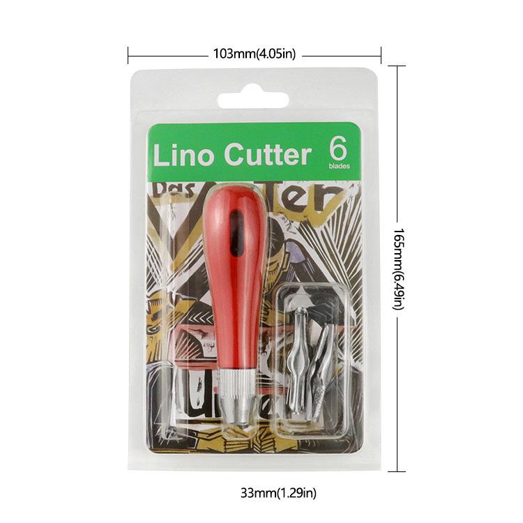 Blister package containing red engraving knife handle and metal blades
