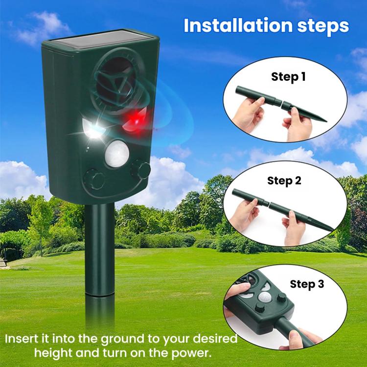 Five-Level Frequency-Modulated Outdoor Ultrasonic Solar-Powered Animal Repellent Device, 711