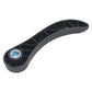 Car seat adjustment handle underside with dark housing and blue insert mounting spot.