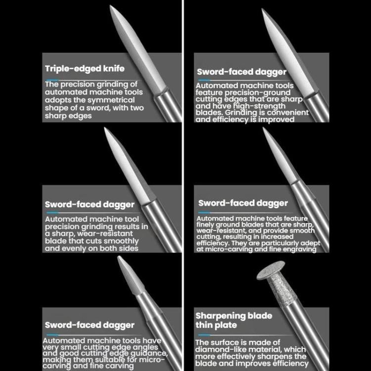 Sword Shape Engraving Sharp Knife Electric Grinder Engraving Line Engraving Drill Bit Tool, 6pcs /Box 3.0mm, 6pcs /Box 2.35mm