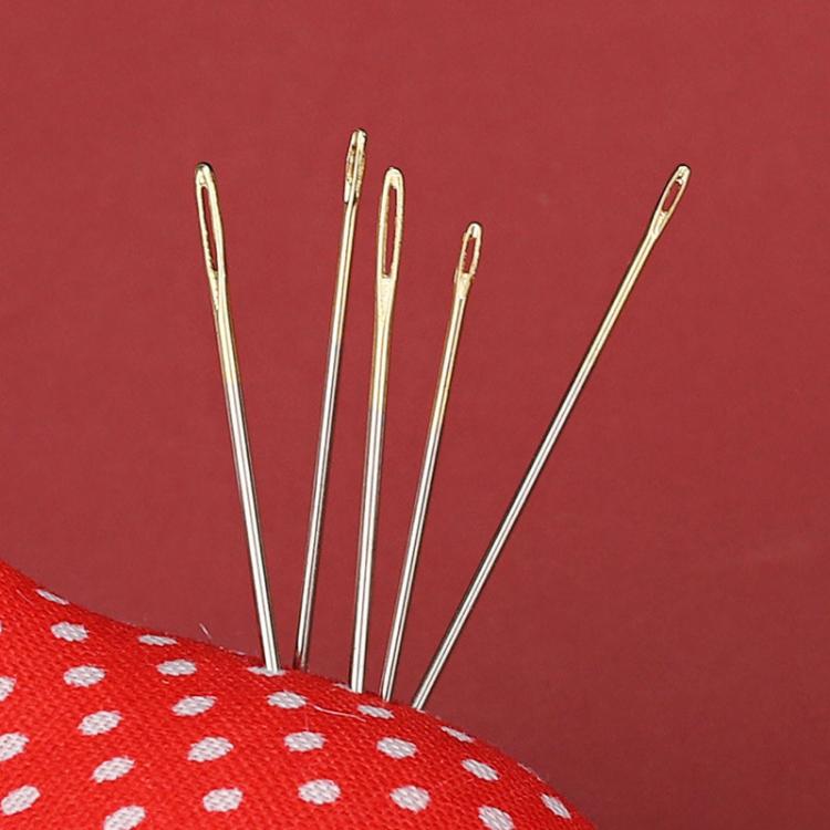 Gold-eye milliners hand sewing needles, size 3/9, gold eye needle tips