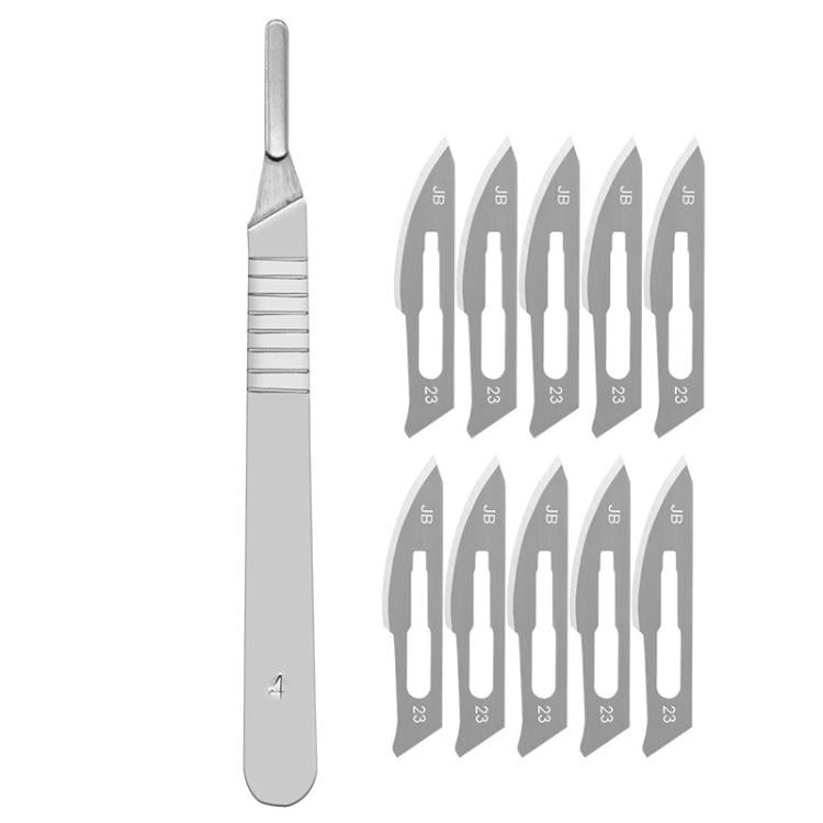 Precision disassembly handle tool with assorted No.23 and No.11 replacement blades