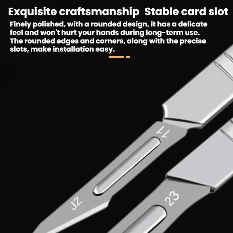 Precision card-slot insert blade tool with rounded slot design on metal handle