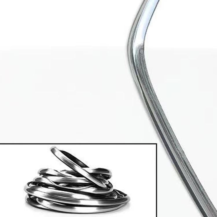 Silver metallic car door anti-collision protection strip, curved edge roll