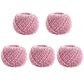 Cotton rope packaging thread set, pink and white braided spools (5 count)