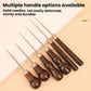 Multiple leather repair awls with dark wooden handles and straight steel needles