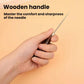Handheld leather awl with dark wooden handle and pointed steel needle