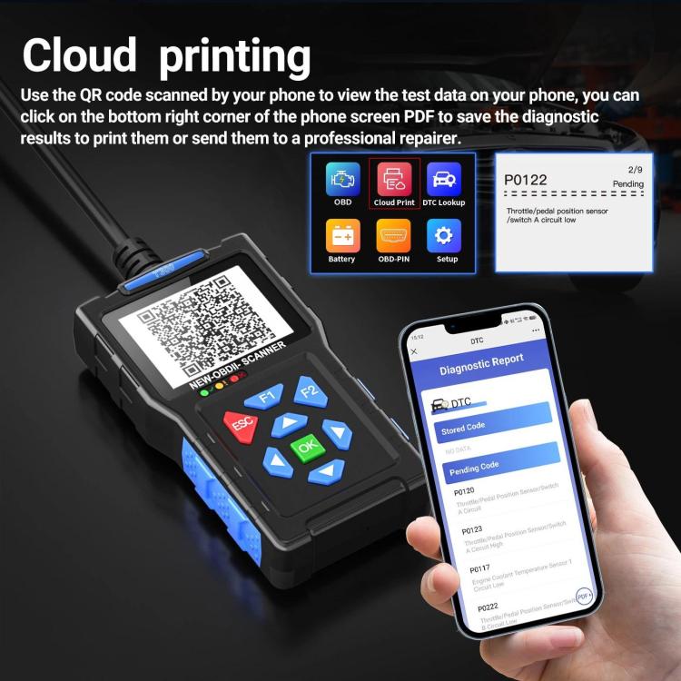 OBD2 Car Diagnostic Tool Battery Fault Scanner