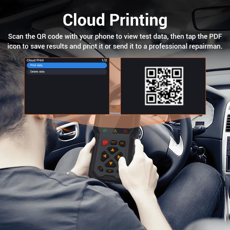 Handheld OBD2 fuel injector diagnostic tool, color screen and arrow-button keypad