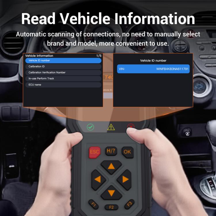 OBD2 fuel injector diagnostic tool with vehicle information screen and keypad