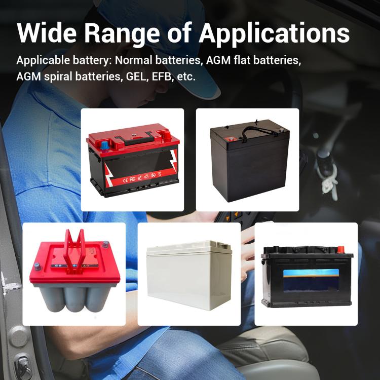 OBD2 fuel injector diagnostic tool battery test modes with multiple battery types