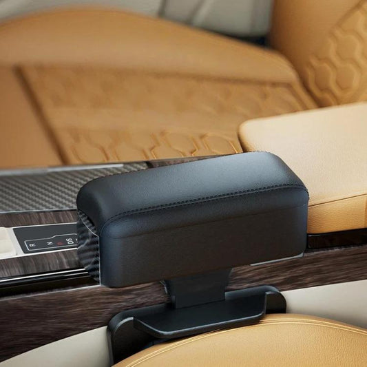 Black car rear center armrest cup holder storage box with padded lid