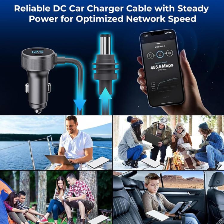 Waterproof car charger with digital voltage display for in-car power, charging devices