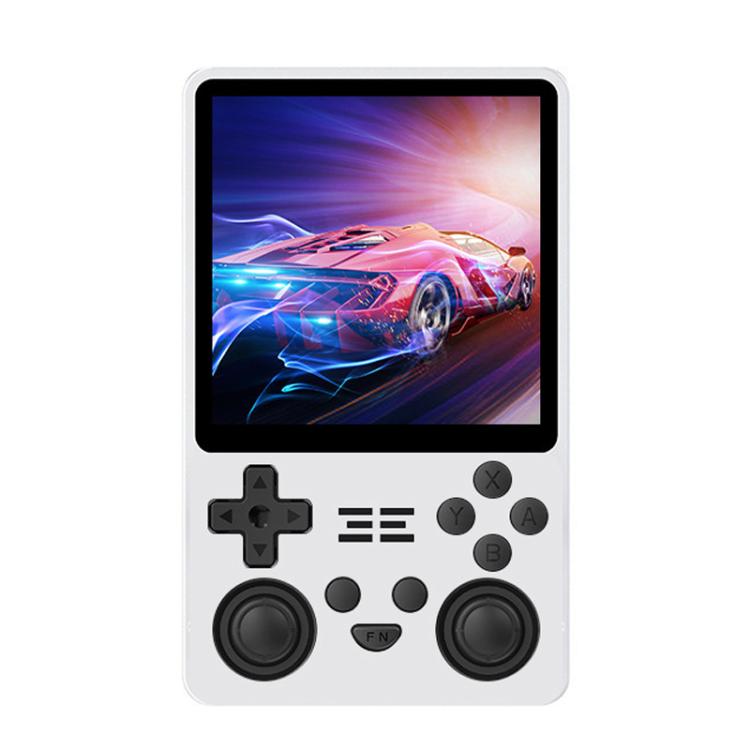 Handheld game console with 4-inch IPS screen, white body with handheld controls