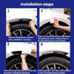 Wheel arch anti-scratch strip sticker installation steps showing placement along the wheel arch