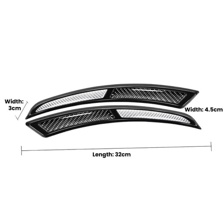 Two-piece wheel arch anti-scratch strip stickers with carbon-fiber style textured surface and black edges