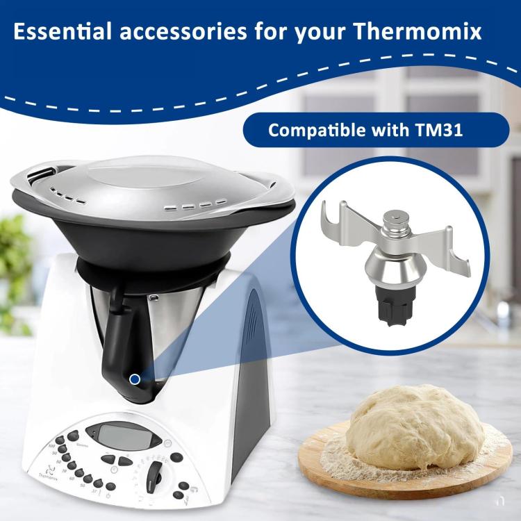 Replacement Thermomix TM31 compatible kneading blade accessory with stainless butterfly arms