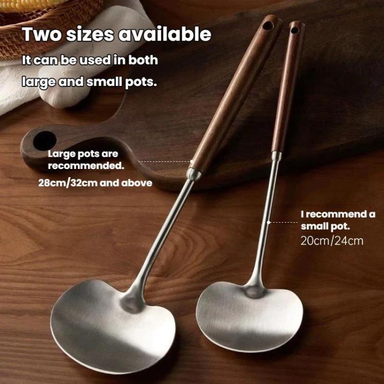 2pcs Solid Wood Long Handle Wok Spoon & Ladle Household Kitchen Shovel, Small