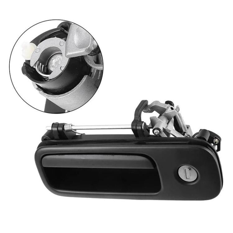Black rear hatch handle with lock cylinder, with inner mounting bracket